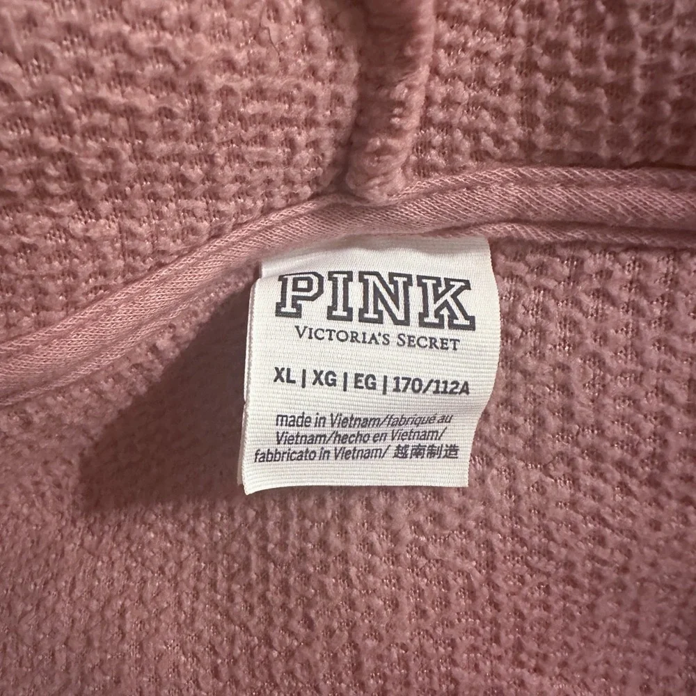 PINK Victoria’s Secret Womens XL Sherpa Fleece Pullover Quarter Zip Hoodie - Picture 8 of 10